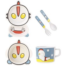 Mengmengdashi 플라잉 하트 캐릭터 식판 5종 세트, 식판 + 보울 + 컵 + 숟가락 + 포크, 로봇, 1개