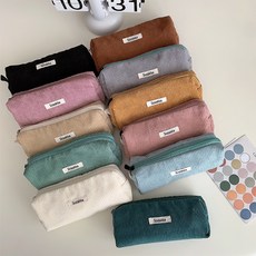 후암마켓 코듀로이 다용도 파우치 필통 화장품 여행용 미니가방, 1개, 딥그린
