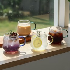 엘라루비 내열유리 머그컵 400ml 4P세트, 1세트, 투명 4p