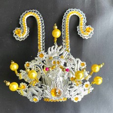 臺灣神帽 束冠, 銀底金珠,8寸8神尊用, 1個