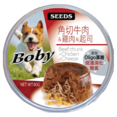BOBY 特級機能愛犬餐罐 (惜時/聖萊西SEEDS), 80g, 1個, 牛肉, 雞肉, 起司