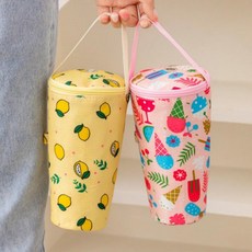 물병 손잡이 보냉백 주머니 파우치 가방 텀블러 보온 홀더, 1개, 레몬