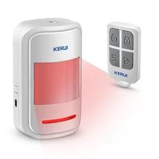 원격 무선 433MHz 적외선 모션 센서 감지기 알람/초인종이있는 KERUI PIR 알람 노인 홈을위한 두 가지 SOS, 02 1 Sensor 1 Remote
