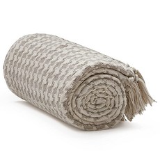 Americanflat 127x152.4cm(50x60인치) 담요 - 소파 침대 의자를 위한 부드럽고 통기성이 좋은 면 담요 - 가정 사무실 또는 실외 사용에 적합한 장식, 크림 베이지 하운드투스