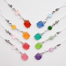 홈엔모어 행운 가득 네잎클로버 거북이 스트랩 키링, 1개, 보라