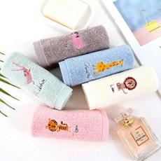 동물자수 고리수건 어린이집 유치원 작은수건 답례품 기념품 사은품 판촉, 옐로우라이언, 포장없음(벌크포장)