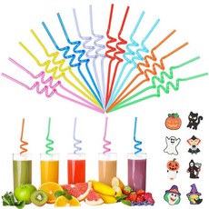 할로윈 만화 테마 빨대 32개 재사용 가능한 플라스틱 음료 호박 해골 유령 마녀 장식 어린이 파티 용품, 할로윈 만화 테마 빨대 32개, 재사용 가능한 플라스틱