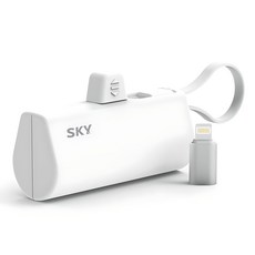 SKY 필 X12 Pro PD 케이블 휴대용 미니 인디케이터 도킹형 보조배터리 5000mAh C타입 / 애플8핀 20W, 화이트, SKY-X12PD(C타입)