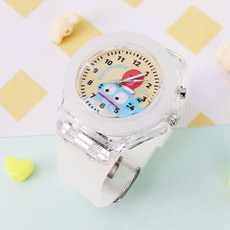 한교동 LED 바늘시계 아동 아날로그 손목시계 LED라이트 실리콘 초등학생 선물