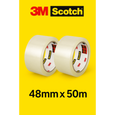 3M 스카치 박스테이프 48mm x 50m /투명 강력 접착 포장용 테이프 습기저항 무취 아크릴 점착제 택배 포장 밀봉 박스 테이프 Scotch packaging Tape, 2개, 투명