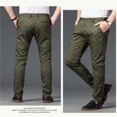 夏季男士高爾夫球褲 薄款透氣格子長褲 時尚運動休閒男裝, 925軍綠色,36碼【2尺8腰圍 】, 1個