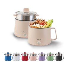 宏晉 多功能電煮鍋 陶瓷不沾美食鍋 電火鍋 快煮鍋 美食料理鍋 1.7L大容量 可適用 蒸 煮 悶 燉 炒, 天使白(霧面)