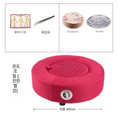 에비노 쑥좌훈기 온열 좌욕 좌욕기 온열방석 찜질기, 다크레드 온도조절 + 연기필터 핀셋 경혈도표, 1개, 기본 색상