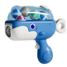 小鯨魚彈射黏球槍，兒童安全玩具，親子互動遊戲，室內外皆宜，可愛造型設計，訓練手眼協調, 藍色鯨魚(贈黏黏球x6), 1個