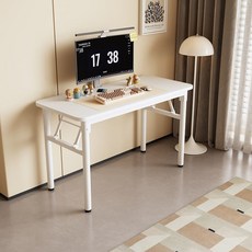 簡易摺疊書桌家用學習桌簡約電腦桌餐桌長條桌培訓桌子臥室化妝桌, 爵士白圓角桌面或架子*其他顏色備註:長80x60x75cm【現貨現發】