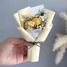 디아우드 생화 프리저브드 미니 꽃다발 6종 시들지않는 꽃 단체선물 납골당 성묘, 다크 옐로우, 1개