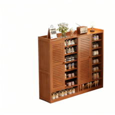 120公分七層四門條形門加高款鞋櫃，大容量防塵鞋櫃，門口玄關收納櫃，簡約現代鞋架, 四門七層, 1個