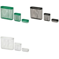 이케아 타공판 페그보드용 메쉬 수납바구니 3종세트 스코디스, 블랙