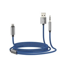 AUX 코드 아이폰 라이트닝 3.5mm USB 충전기 어댑터 1.2m 애플 14 13 프로 폰 동글 보조 조명 듀얼 포트 스테레오 스피커 커넥터 아이패드용 오디오 헤드폰 잭 케, AUX 코드 아이폰 라이트닝 - 3.5mm USB 충전