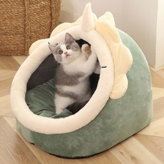 RichMagic 달콤한 고양이 침대 따뜻한 애완 동물 바구니 아늑한 새끼 고양이 Lounger 쿠션 고양이 집 텐트 빨 수있는 동굴 고양이 침대에 대 한 매우 부드러운 작은 개, Dinosaur, 1개