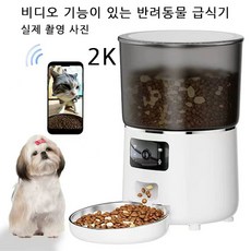 style DR 카메라 타입의 반려동물 자동급식기 4K 고화질 영상 와이파이 음성통화로 반려동물 자동급식기 (고양이와 강아지 공용), 1개, 흰색, 4L
