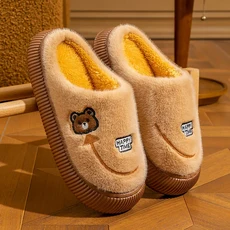 새로운 남성용 방수 슬리퍼 여성 털 장식 겨울 정원 신발 야외 미끄럼 뮬 실내용 부드러운 하우스, 08 36-37, 01 브라운