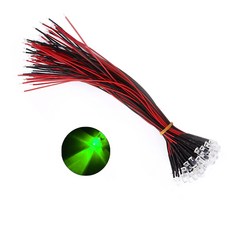 5파이 220V LED 그린 표시등 저항내장형 와이어 케이블 일체형 AC 전원표시 배전반 콘센트 스위치 DIY 전기 부품, 10개