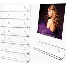 WPESI 비닐 레코드 선반 벽걸이 8팩 7인치 아크릴 선반 월 디스플레이 홀더 CD 랙 8팩(클리어), Clean