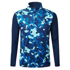 Wildland 荒野 男彈性抗UV迷彩長袖排汗衣 0A61632-72深藍色