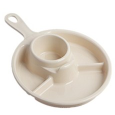 컵고정 귀여운 손잡이 원형 간식접시 나들이 칸나눔 놀이방 과일, 1개, 아이보리