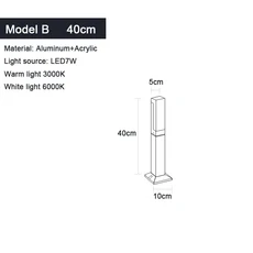 알루미늄 모던 미니멀리스트 스퀘어 가든 빌라 공원 조경 조명 LED 잔디 야외 방수 마당, 07 Model B 40cm