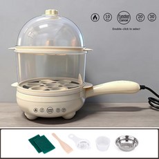 美規三插1100V智能定時煮蛋器小型多功能蒸蛋器宿舍家用雞蛋調溫, 定時款(米白)雙層套裝:旗艦版：美規三插110V