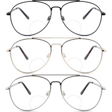 클래식 바이포칼 선글라스 남성용 커멘드 에비에이터 메탈 리딩 글래스 2.5, Blue Light, 2.0 x, 1개