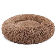애완 동물 강아지 침대 슈퍼 부드러운 개집 라운드 솜털 고양이 집 따뜻한 편안한 잠자는 쿠션 매트 소파 빨 수있는 강아지 플러시, 커피, 80cm, 1개, 커피