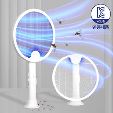 헬릭스케어 전기 모기채 전자 유인 파리채 충전식 해충 퇴치기, 화이트, 1개