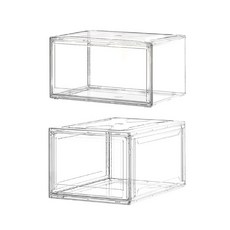 全透明鞋盒 正開 側開 磁吸開合 高筒球鞋 靴子收納 穩固疊加 PET鞋櫃 防塵鞋盒 透明鞋櫃, 1個, 透明鞋盒 (側開門) 超取最多4個, 請見圖片說明