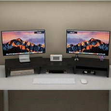 토도판다 길이조절 듀얼 모니터 받침대, 블랙