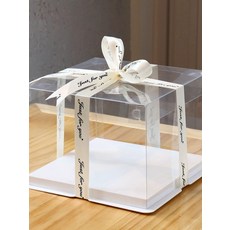 투명 케이크 상자 포장 5개 케이스 박스 용기 사각 완전 투명 화이트 4인치 단층 17x17x12 5세트, 크라운