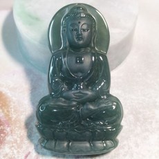 92jade 就愛翡翠 羊猴本命佛 天然瓜地馬拉玉 A貨 冰藍水翡翠 磨砂精雕 大日如來 八大守護神, 1個