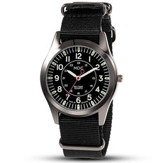 Infantry MDC 남성용 아날로그 시계 12/24시간 밀리터리 손목 전술 슬립 스루 나일론 밴드가 있는 육군 필드 블랙. 쿼츠 무브먼트 168944