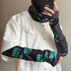 冰袖防曬冰絲袖套：男士戶外騎行開車防紫外線護臂套袖面罩, 灰色（YYDS-面罩）炫酷字母,均碼, 1個