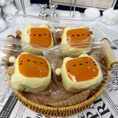 [고양이 푸딩 수제 실리콘 말랑이] 꺼만말 봉만말 힐링 촉감 주물럭 스트레스해소, 1개, 카라멜 1개, 카라멜