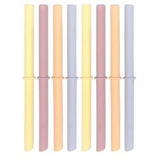 Elk and Friends 성인 및 아동용 재사용 가능한 실리콘 빨대 스토퍼 포함 396.9g(14온스) 473.2ml(16온스) 메이슨 병 또는 텀블러용 | 빨대 8개, 7.9" Length, 자두/라일락/복숭아/레몬