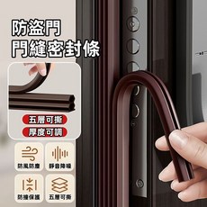 【升級款 五層可撕】多層門縫隔音條 門縫密封條 防盜 隔音 防風 防蟲 靜音 門 窗 門擋 側邊條, 1個, 門框條一個,可手撕-2米