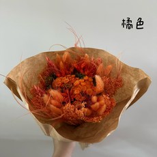 義大利花束 生日禮物 玫瑰乾燥花 永生花 不凋花 情人節送禮, 橘色