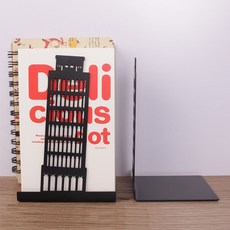 휘잇 디자인 북앤드 미끄럼방지 북스토퍼 책꽂이, 1단, 피사의사탑 2개