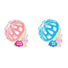 噗啾草坊 漏食球 玩樂球 漏食玩具 小動物寵物玩具 兔子天竺鼠適用, 1個, 粉藍一組（兩顆）