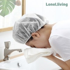 로넬리빙 큐티 물방울 샤워캡 그레이 헤어캡 방수캡 미용 목욕용품 탄성밴드