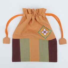 연꽃 자수 천연염색 천주 주머니 4종 택1, 1개, 02.연꽃사각 황토