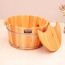족욕통 발찜질 원목 나무통 각탕기 대야, 21cm 평평한 바닥 뚜껑, 1개